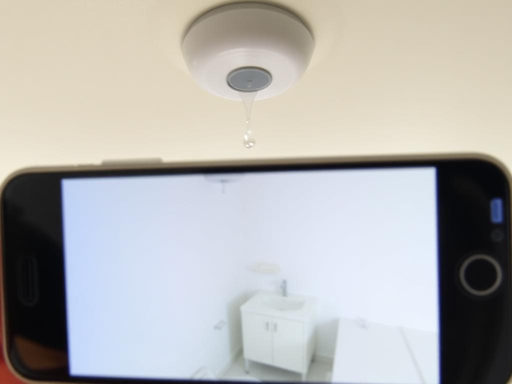 Photo attached to report: Active water leak — master bathroom